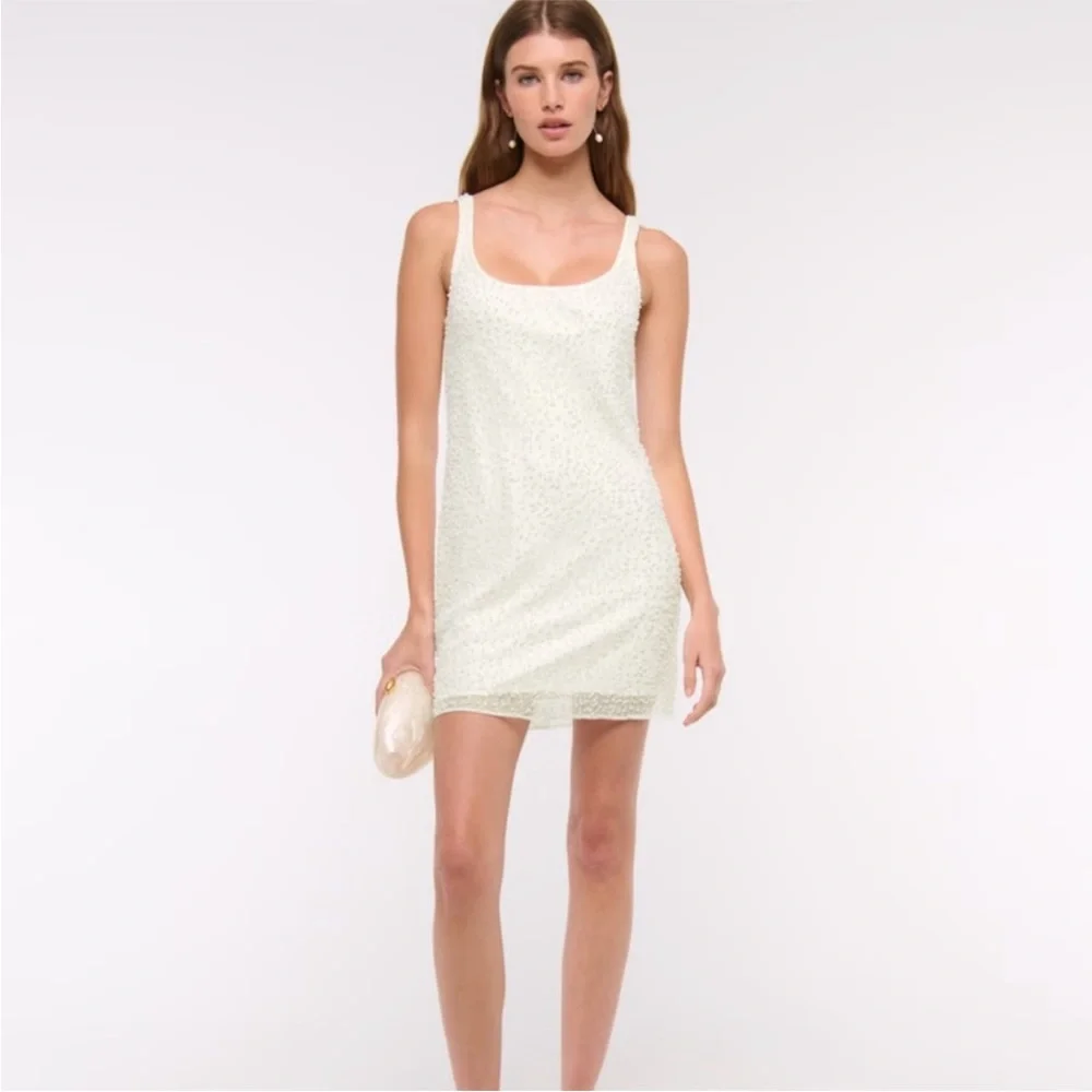 Abercrombie & Fitch White Beaded Mini Dress - Picture 4 of 15